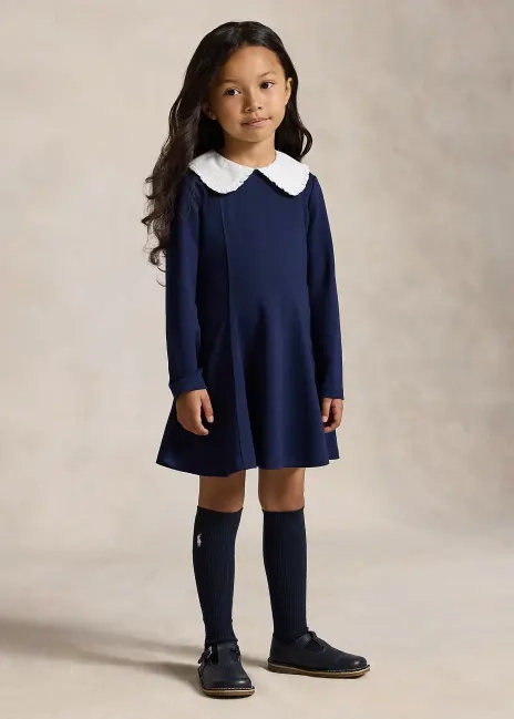 Ralph Lauren Contrast-Collar Ponte Dress