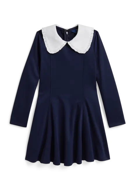 Ralph Lauren Contrast-Collar Ponte Dress