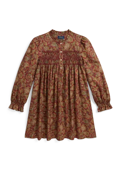 Ralph Lauren Paisley-Print Smocked Cotton Dress
