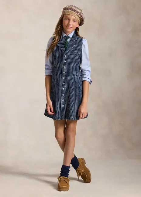 Ralph Lauren Pinstripe Cotton Denim Dress