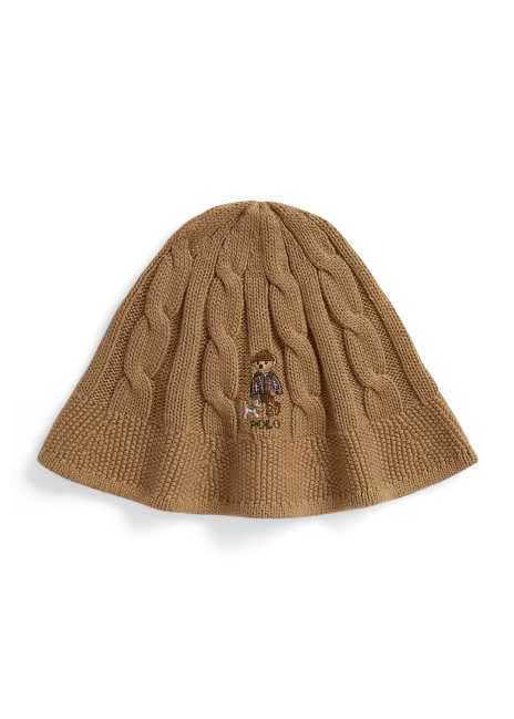 Ralph Lauren Polo Bear Cable-Knit Cotton Bucket Hat