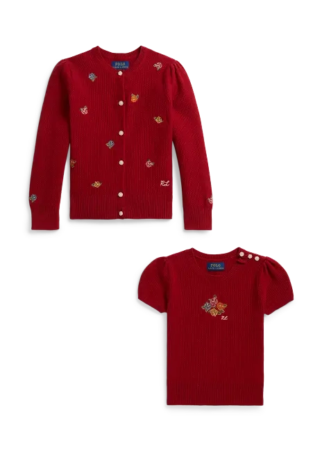 Ralph Lauren Schiffli Cotton Sweater & Cardigan Set