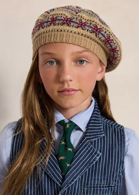 Ralph Lauren Fair Isle Cotton-Wool Beret