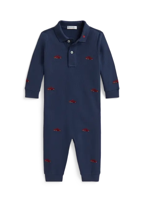 Ralph Lauren Truck-Embroidered Cotton Polo Coverall