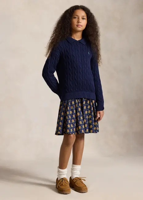 Ralph Lauren Cable-Knit Cotton Sweater Dress