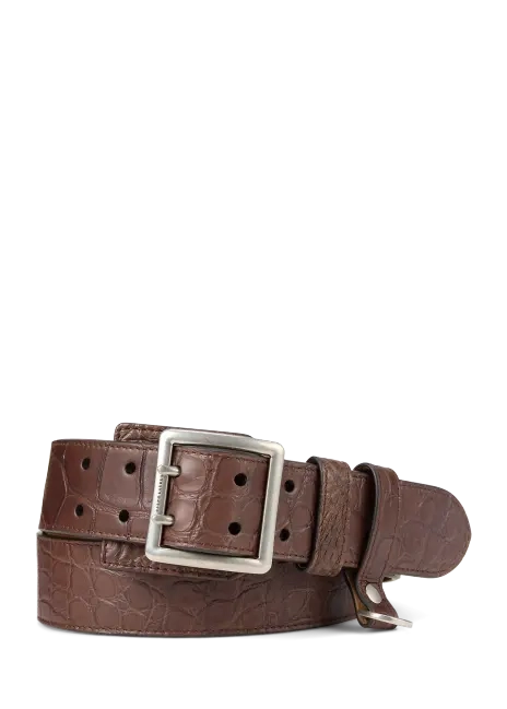 Ralph Lauren Alligator Double-Prong Belt
