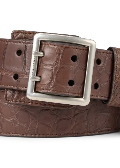 Ralph Lauren Alligator Double-Prong Belt