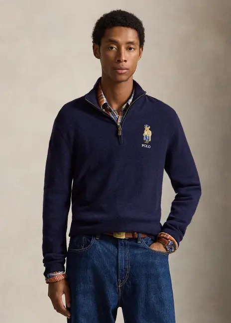 Ralph Lauren Polo Bear Wool Quarter-Zip Sweater