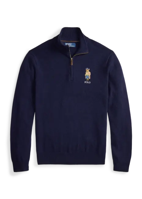 Ralph Lauren Polo Bear Wool Quarter-Zip Sweater