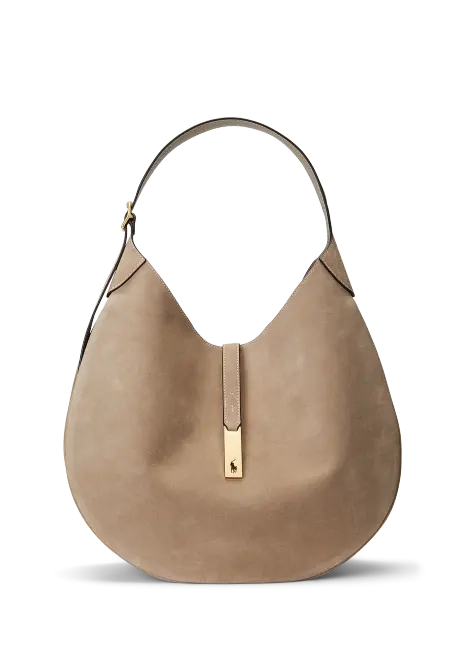 Ralph Lauren Polo ID Suede Large Shoulder Bag