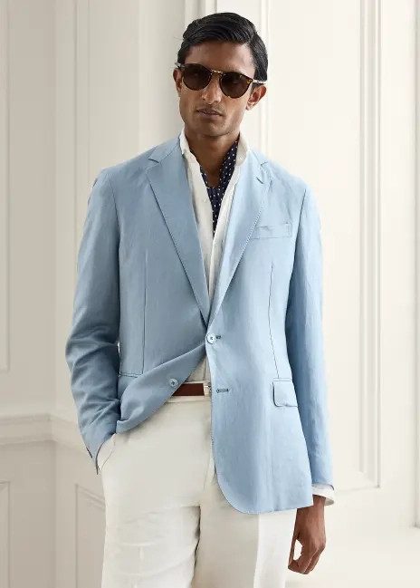 Ralph Lauren Hadley Hand-Tailored Silk-Linen Jacket