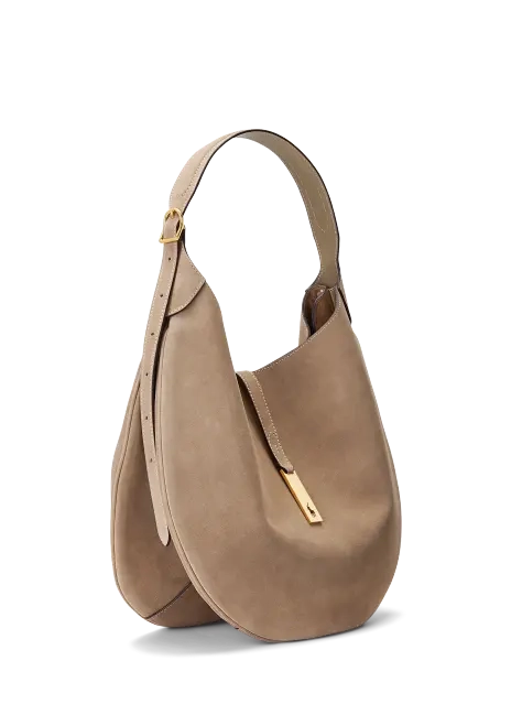 Ralph Lauren Polo ID Suede Large Shoulder Bag