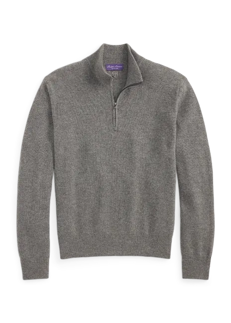 Ralph Lauren Textured Cashmere Quarter-Zip Sweater