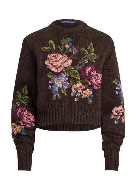 Ralph Lauren Floral Cashmere Crewneck Sweater