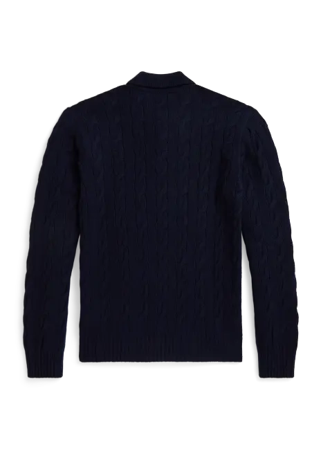 Ralph Lauren Cable-Knit Cashmere Polo-Collar Sweater