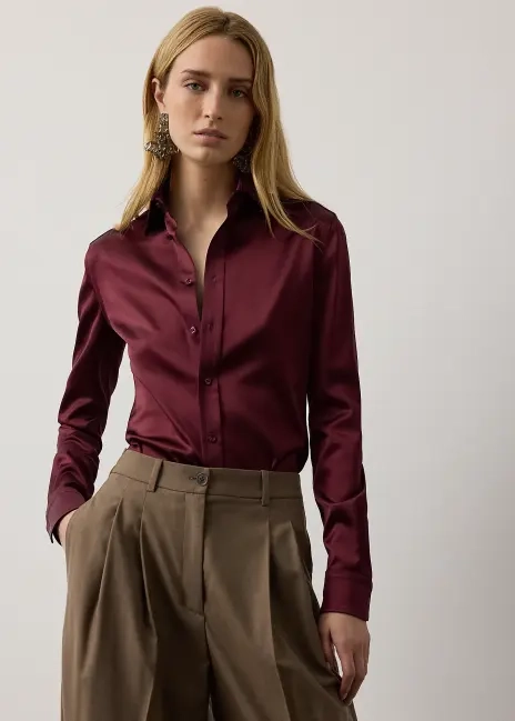 Ralph Lauren Cameron II Straight Fit Satin Shirt