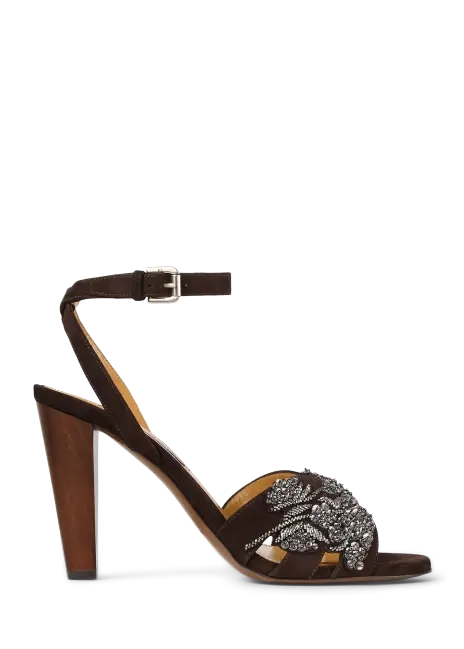 Ralph Lauren Ryne 95 MM Embellished Goat-Suede Sandal