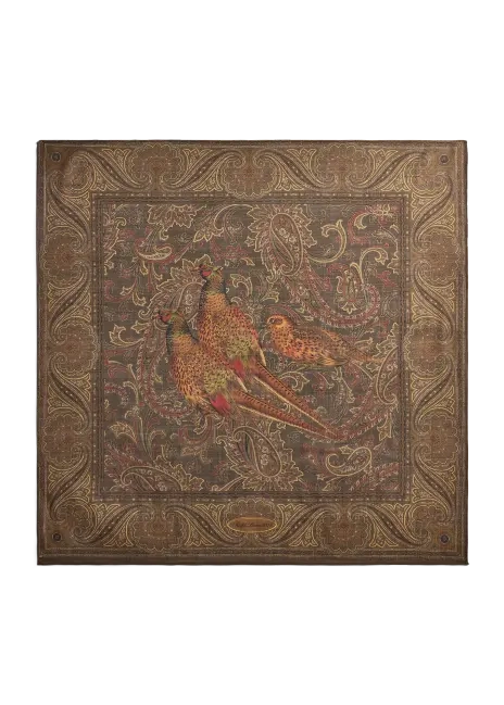Ralph Lauren Pheasant Paisley Cashmere Square Scarf