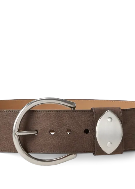 Ralph Lauren Nubuck Pebbled Leather Wide Belt