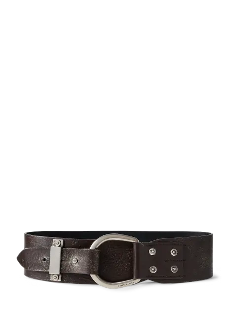 Ralph Lauren Turn-Back Washed Leather Wide Belt