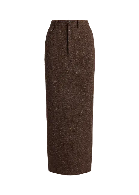 Ralph Lauren Fontaine Wool-Blend Donegal Tweed Skirt