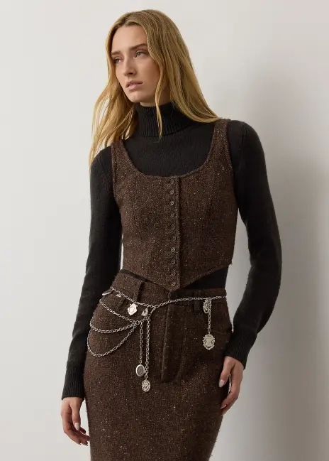 Ralph Lauren Sherry Wool-Blend Donegal Tweed Top