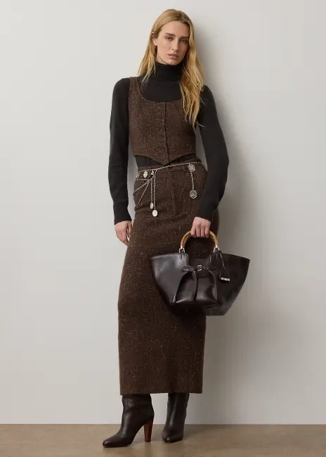 Ralph Lauren Fontaine Wool-Blend Donegal Tweed Skirt