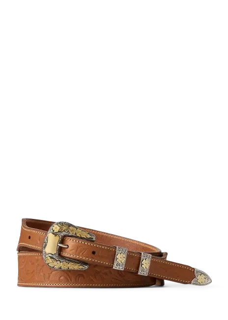 Ralph Lauren Hand-Tooled Leather Western Belt