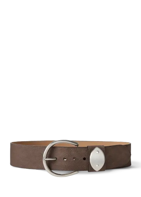 Ralph Lauren Nubuck Pebbled Leather Wide Belt
