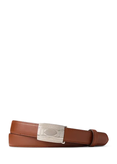 Ralph Lauren Sterling Silver-Buckle Calfskin Belt