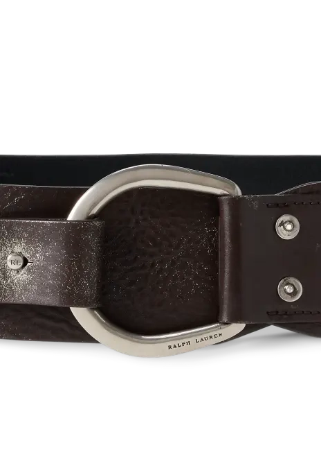 Ralph Lauren Turn-Back Washed Leather Wide Belt