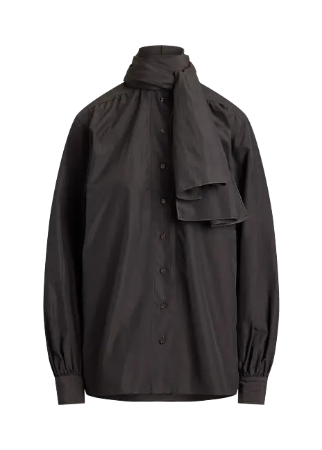 Ralph Lauren Dara Tie-Neck Poplin Blouse