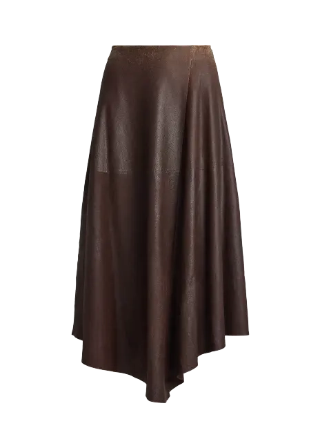 Ralph Lauren Cecilie Distressed Lambskin Skirt