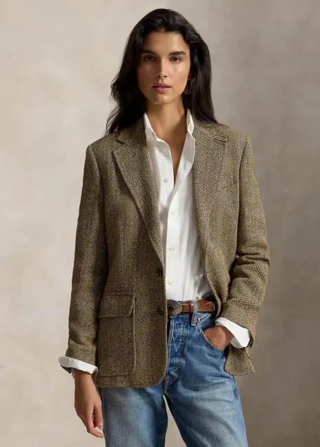Ralph Lauren Single-Breasted Herringbone Blazer