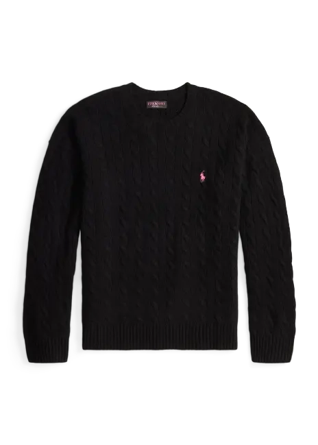 Ralph Lauren Pink Pony Relaxed Fit Cable-Knit Sweater