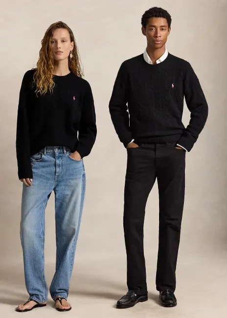 Ralph Lauren Pink Pony Relaxed Fit Cable-Knit Sweater