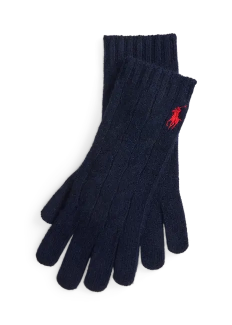 Ralph Lauren Cable-Knit Wool-Cashmere Gloves