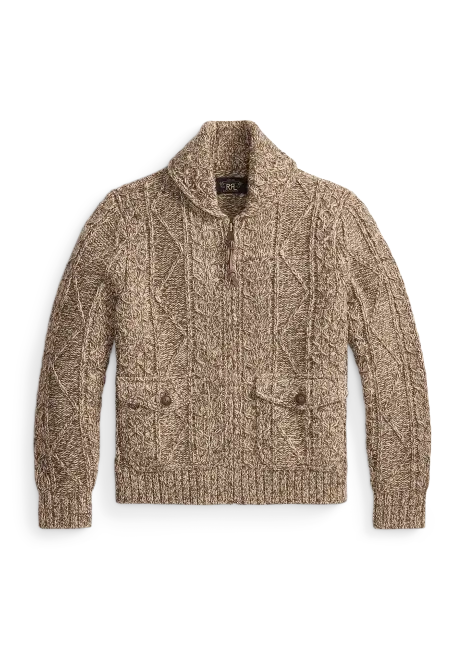 Ralph Lauren Cable Wool-Blend Full-Zip Sweater