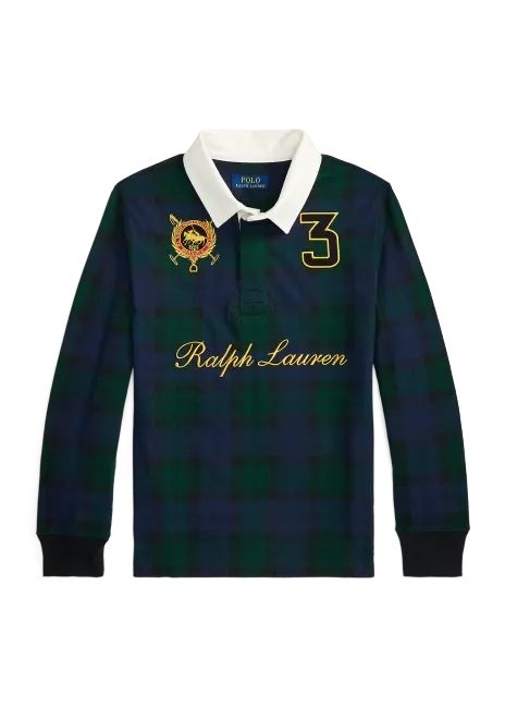 Ralph Lauren Double-Pony Plaid Cotton Rugby Shirt