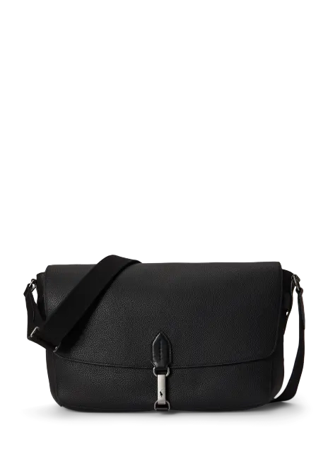 Ralph Lauren Polo ID Pebbled Leather Messenger Bag