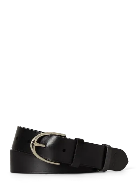 Ralph Lauren Horseshoe-Buckle Leather Belt