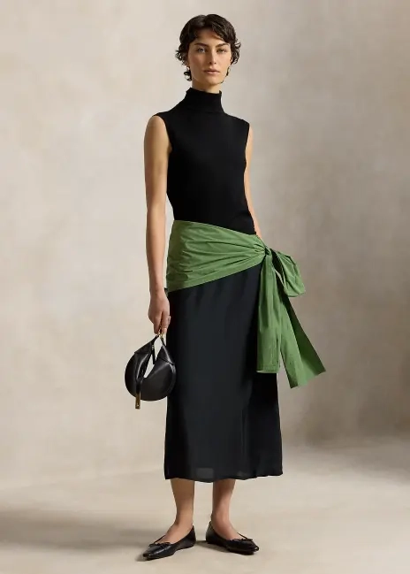 Ralph Lauren Taffeta-Sash Maxiskirt