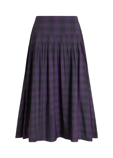 Ralph Lauren Plaid Pleated Taffeta Maxiskirt