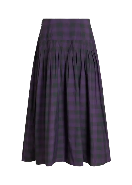 Ralph Lauren Plaid Pleated Taffeta Maxiskirt