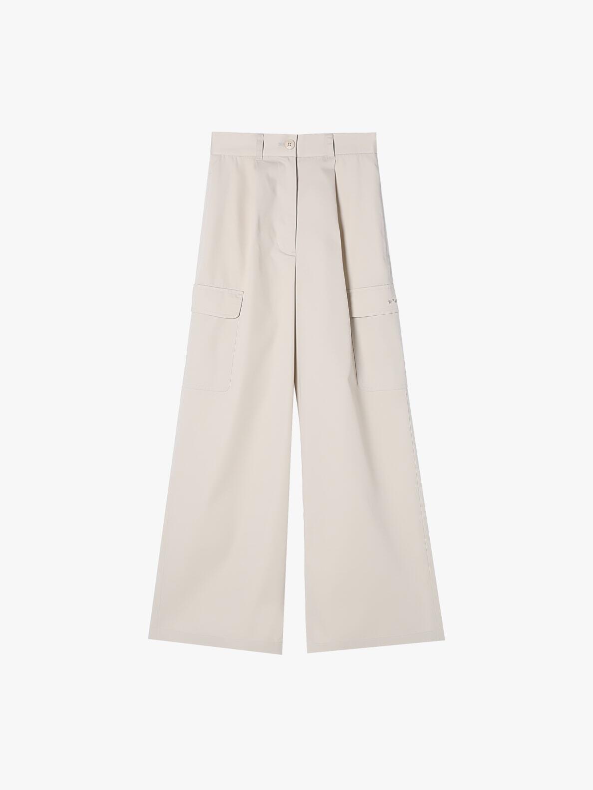 パンツ THREE TO EIGHTY SIDE LACEUP TROUSERS BEIGE WIDE LEG PANTS WITH EMBROIDERED SIDE STRIPES - Sand | ZARA