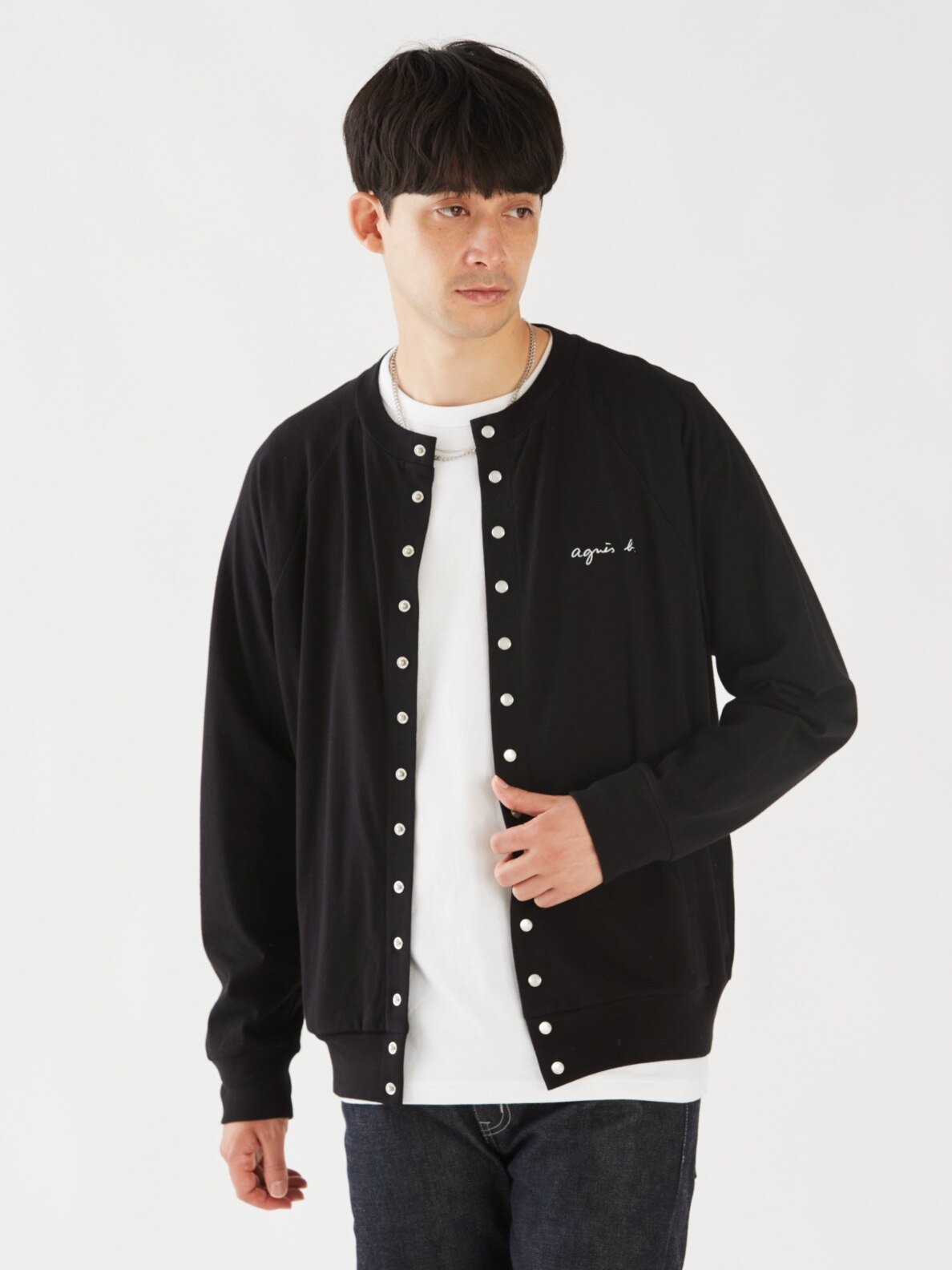 MEN'S EMBROIDERED LOGO SNAP CARDIGAN | agnès b. HK