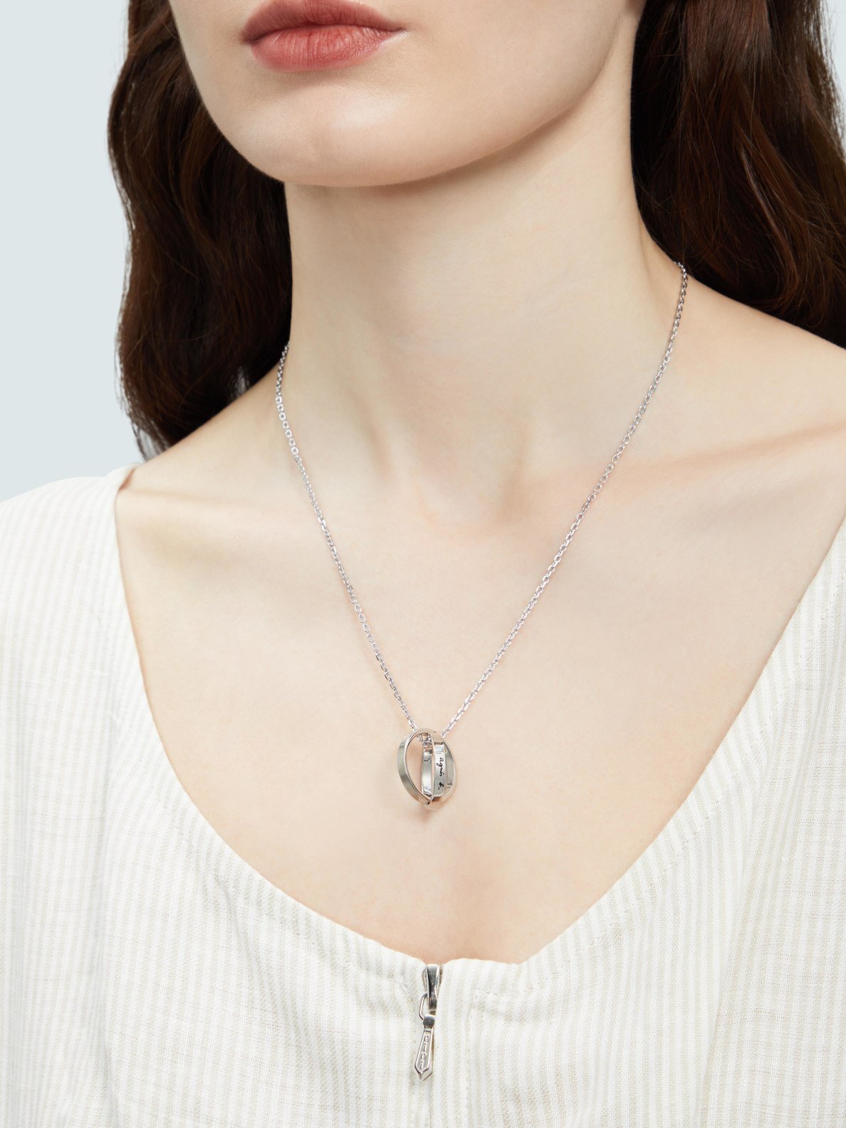 agnes b.★存在感 \"Connect Chain\" カップル チェーンネックレス WOMEN'S agnès b. LOGO COUPLE NECKLACE WITH RING | agnès b. HK