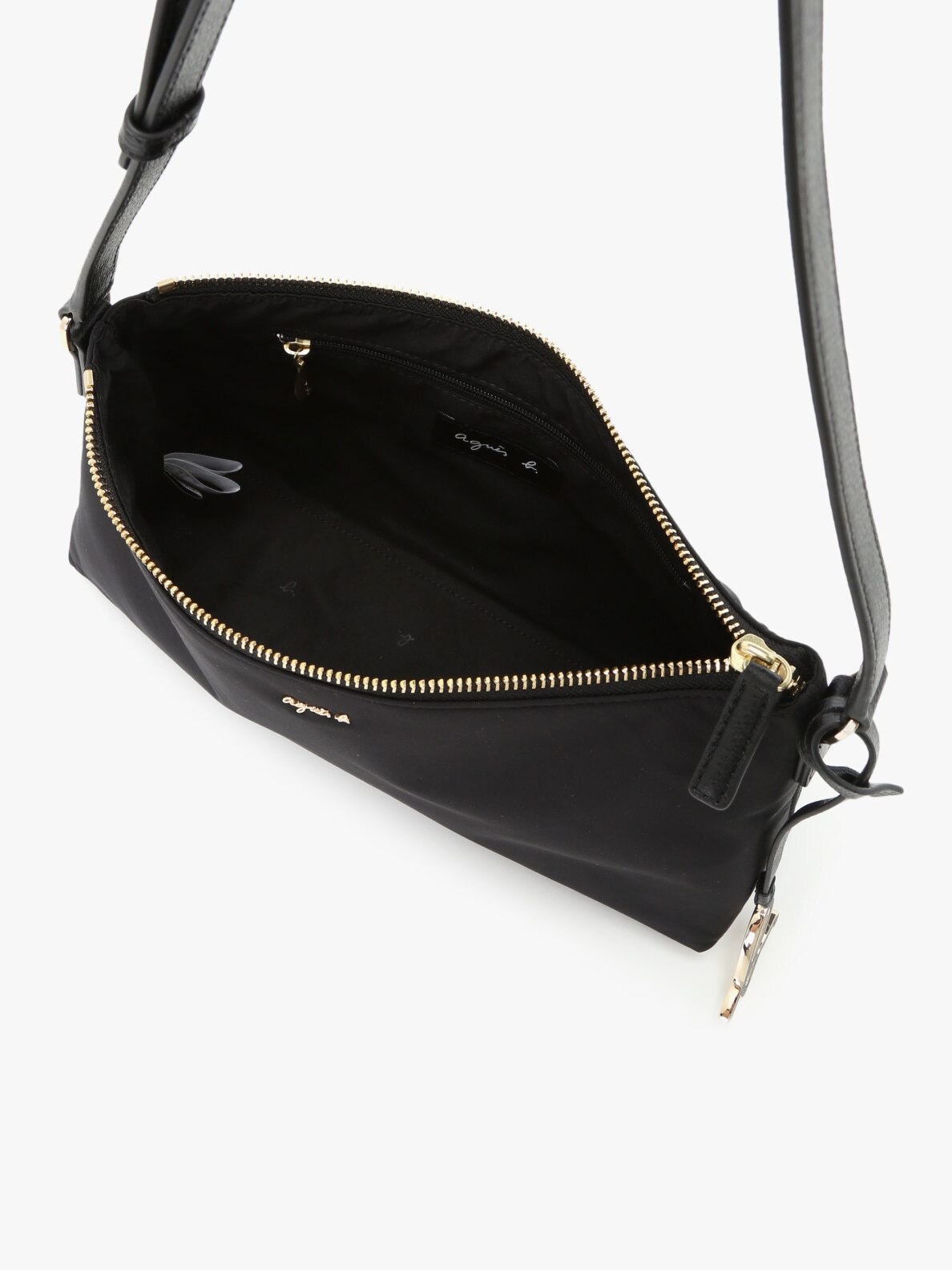archive agnès b. nylon shoulder bag y2k black zipped nylon shoulder bag