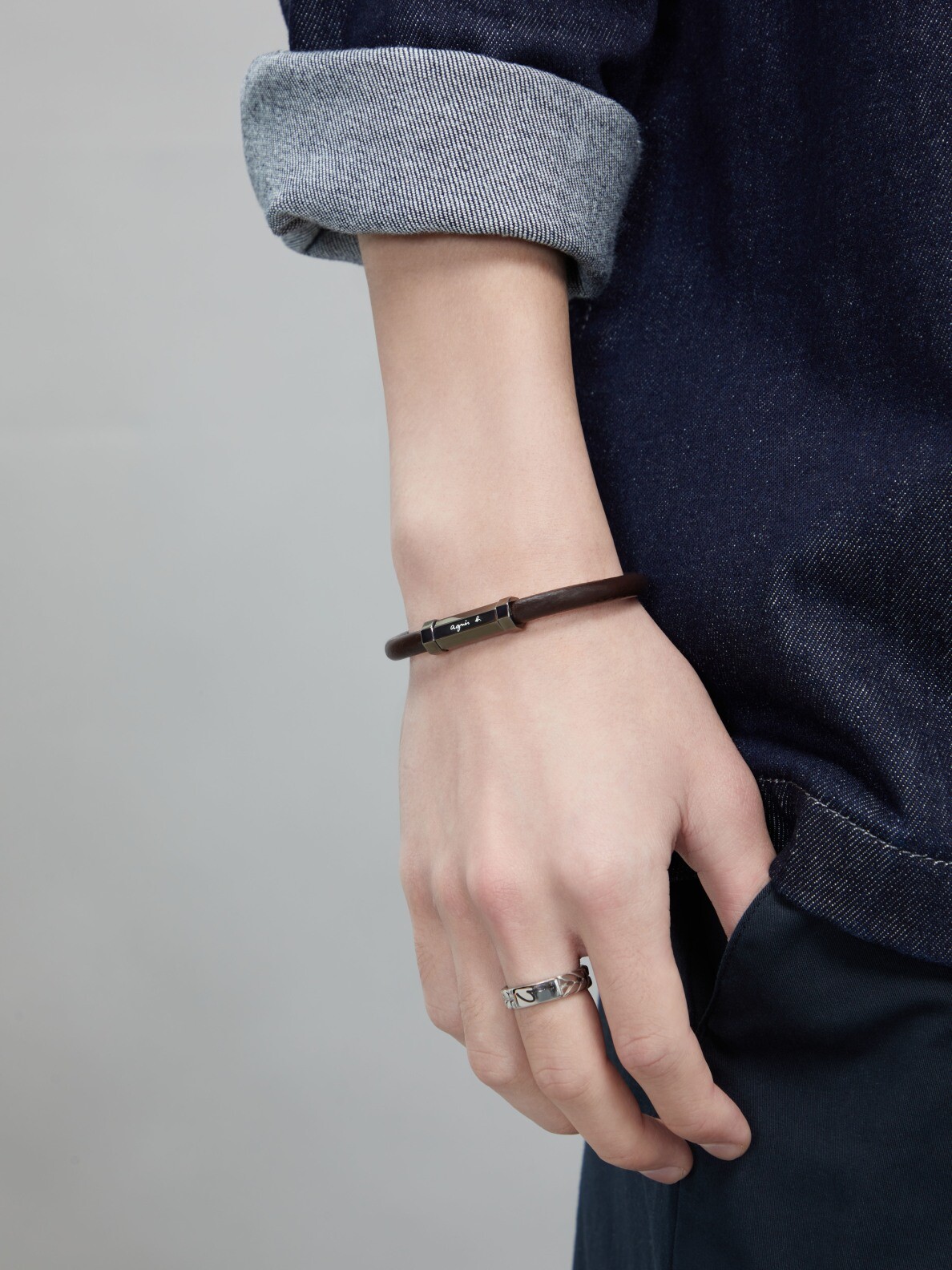 ★agnes b. ★メンズ カップル レザーブレスレット/送料込 agnes b.◇メンズ アニエスベー レザー ブレスレット◇送料込