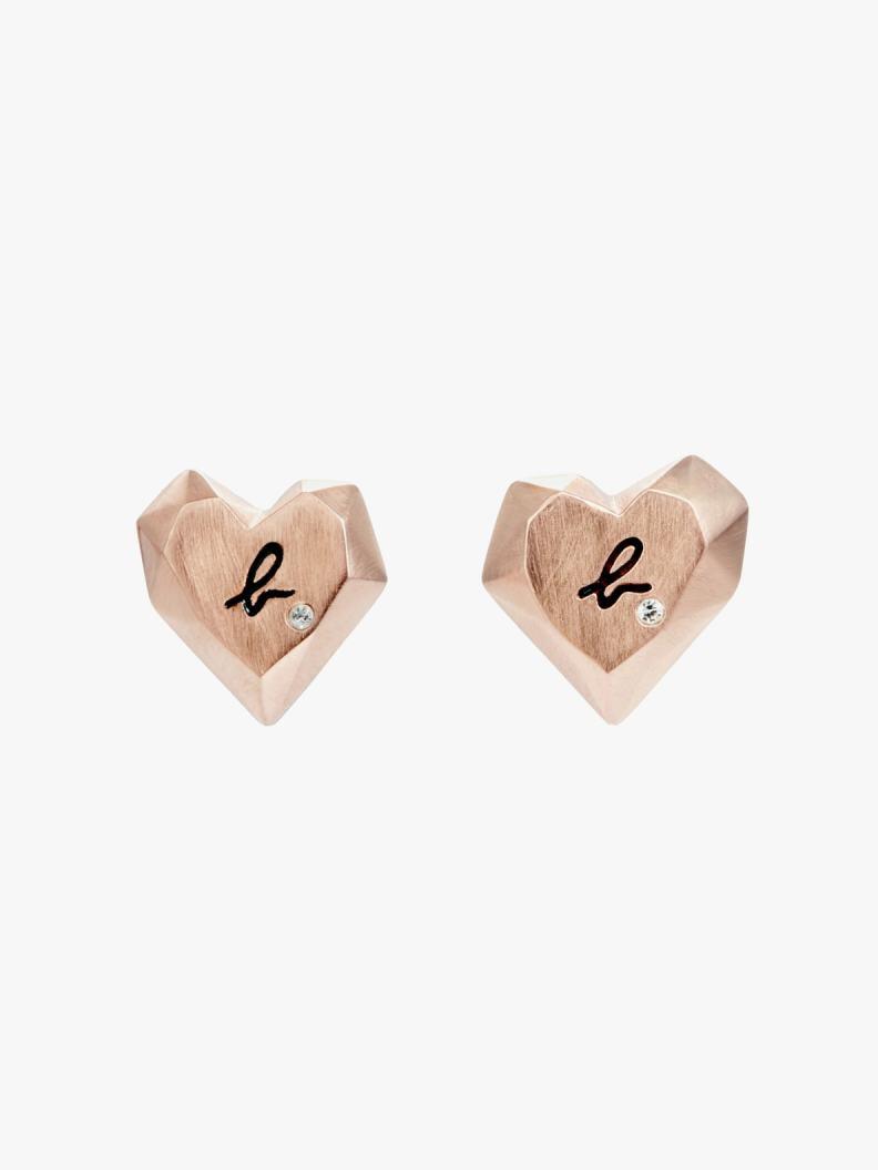 agnes b WOMEN'S  "CARVING OF LOVE" CARVING HEART STUDS